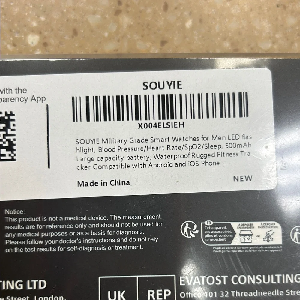 Souyie Black Smart Watch - BRAND NEW